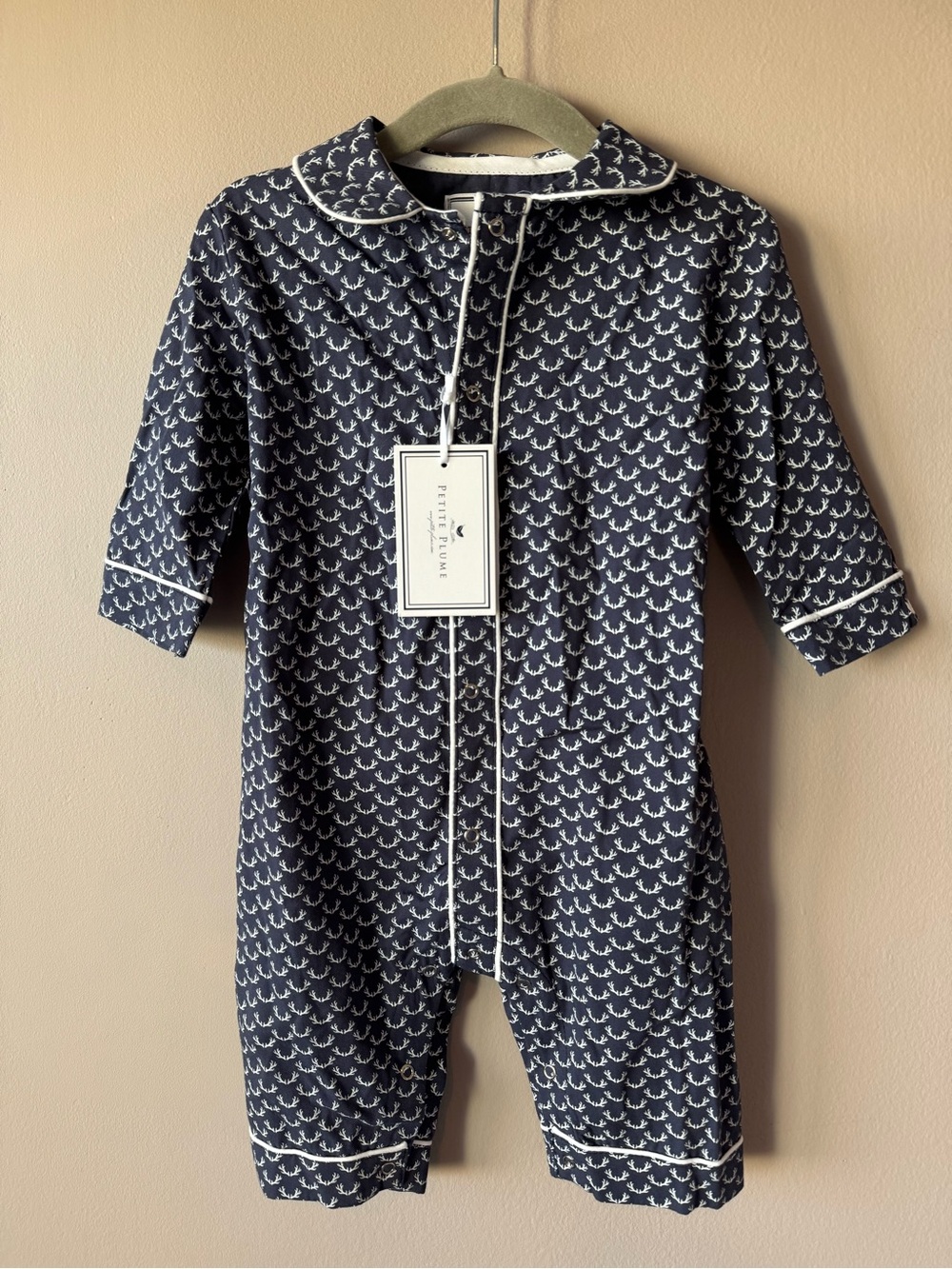 Petite Plume NWT Baby Navy Nordic Antlers Cambridge Romper Size 6-12 months